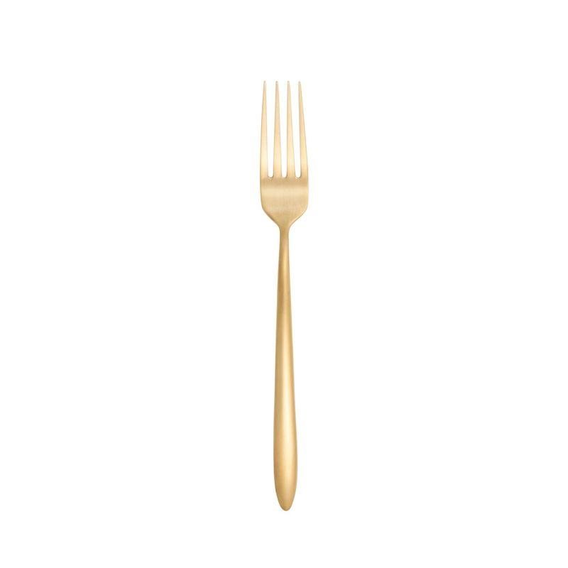 Fortessa Tableware Solutions 5pc Velo Brushed Gold Plated Flatware Set: 18/10 Stainless Steel, Dishwasher-Safe, Service for 1