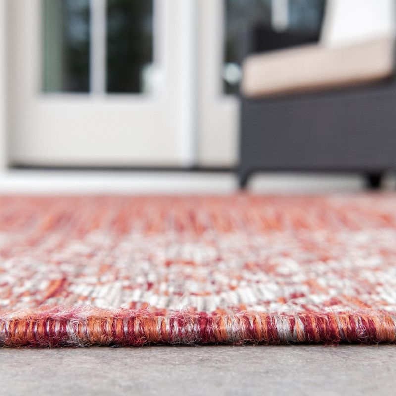 Unique Loom 5' 3 x 8' 0 Rectangle Indoor/Outdoor Border Rust Red Area Rug