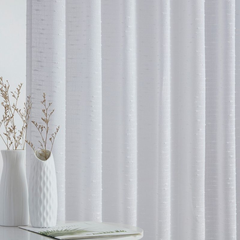 HLC.ME Emily Faux Linen Semi Sheer Light Filtering Back Tab Pocket Lightweight Window Curtains Drapery, 2 Panels - Beige, 54 W x 96 L