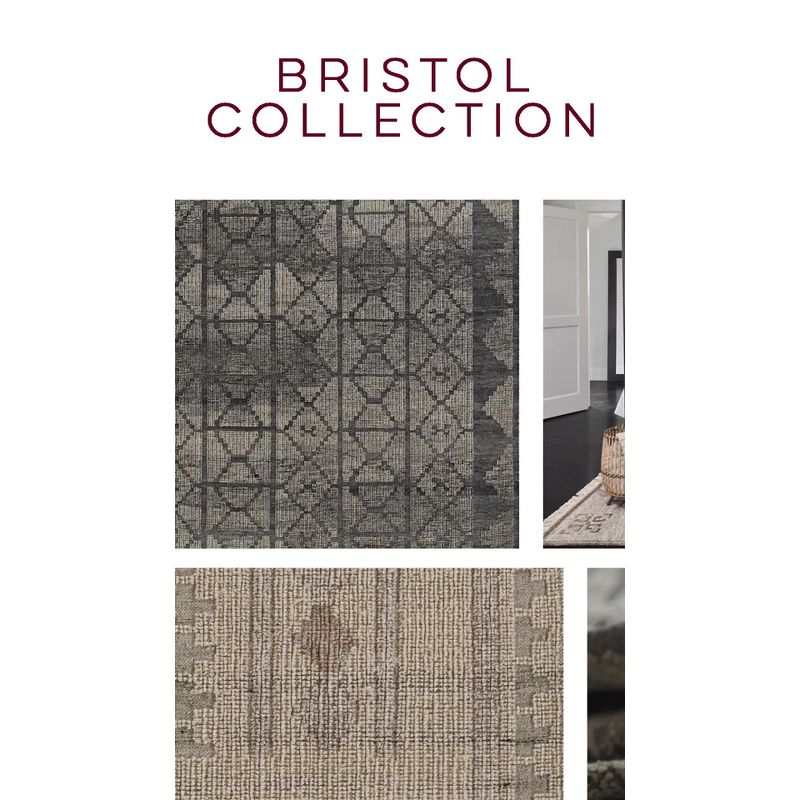 2'x3' Bristol Accent Rug Gray - Momeni: Handmade Geometric Wool & Cotton, Low Pile, Traditional Indoor Decor