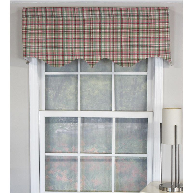 RLF Home Plaided Regal 100% Cotton with Fully Lined 3" Rod Pocket Valnance for Windows 50" x 17" Pastel