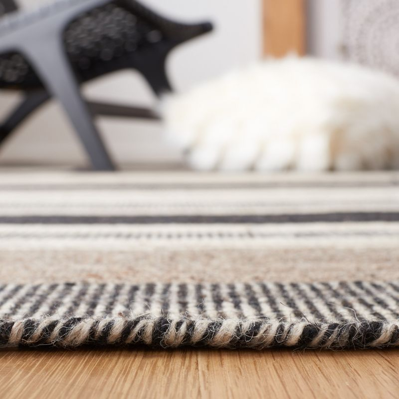 Dhurries DHU628 Hand Woven Area Rug - Natural/Black - 3'x5' - Safavieh.