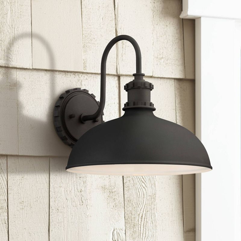 Minka Lavery Industrial Outdoor Barn Light Fixture Black Gooseneck Arm 11 3/4" for Post Exterior Deck House Porch Yard Patio