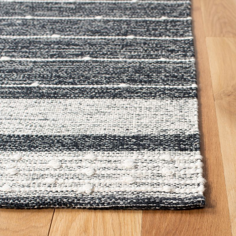Striped Kilim STK509 Hand Woven Area Rug - Black/Ivory - 7'x7' - Safavieh.