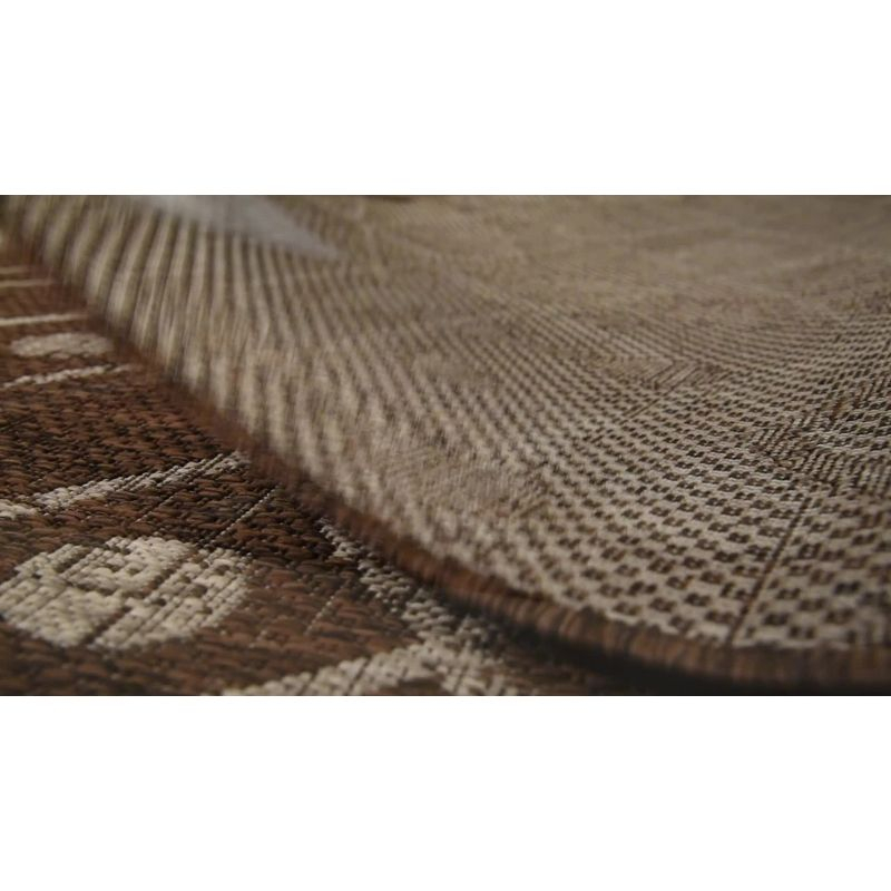 2'x10' Nokat Modern Bohemian Styled Indoor/Outdoor Runner Rug, Ivory/Black - JONATHAN Y