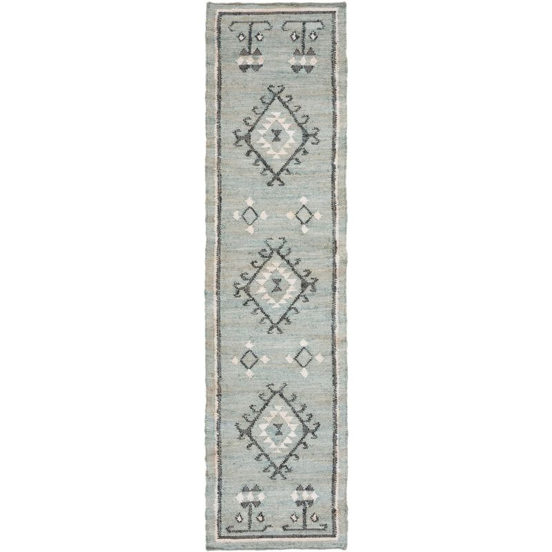 Kilim KLM762 Flat Weave Runner Rug - Blue/Black - 2'3"x9' - Safavieh