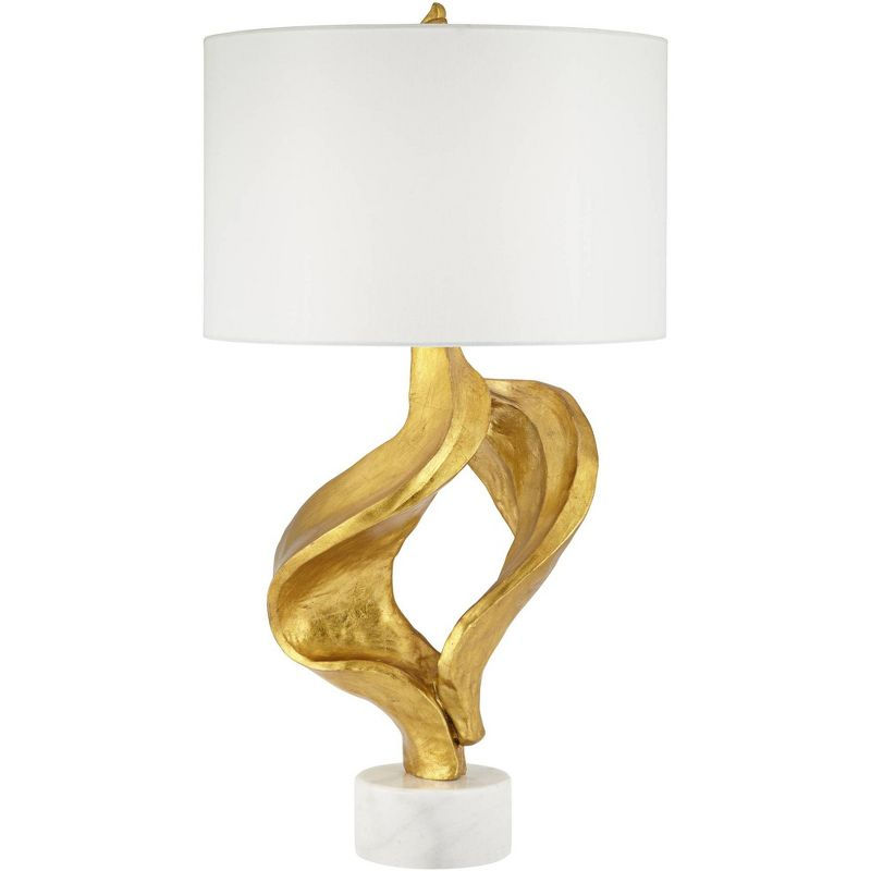Possini Euro Design Hera Modern Vintage Glam Table Lamp 31" Tall Sculptural Rose Gold White Shade Bedroom Living Room Bedside Nightstand Office Kids
