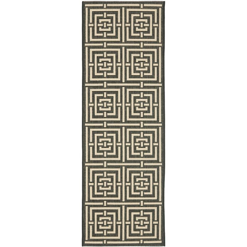 Courtyard CY6937 Power Loomed Indoor and Outdoor Runner Rug - Black/Bone - 2'3"x6'7" - Safavieh