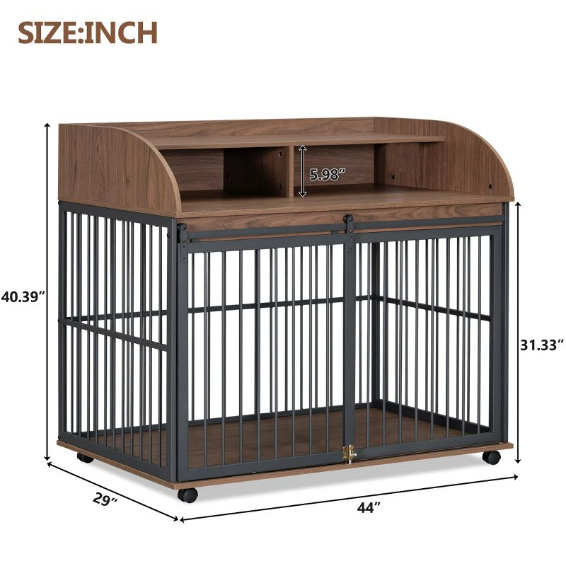 Heavy Duty Large Brown Dog Crate Furniture for Large Medium Dog,Wooden Side End Table Crate,Dog Kennel With Doors,Dog Houses Indoor-Cuddlewood
