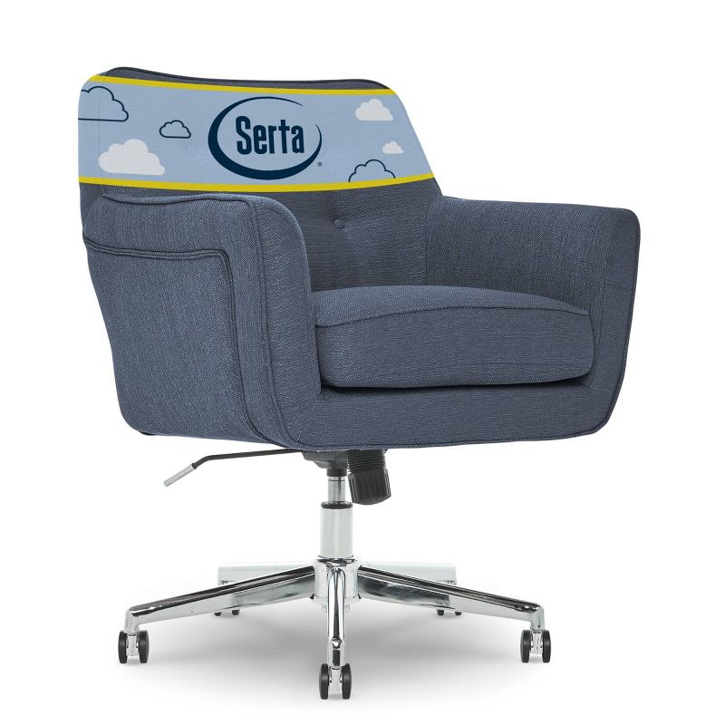 Style Ashland Home Office Chair Sanctuary Blue - Serta: Mid-Century, Adjustable, Twill Fabric