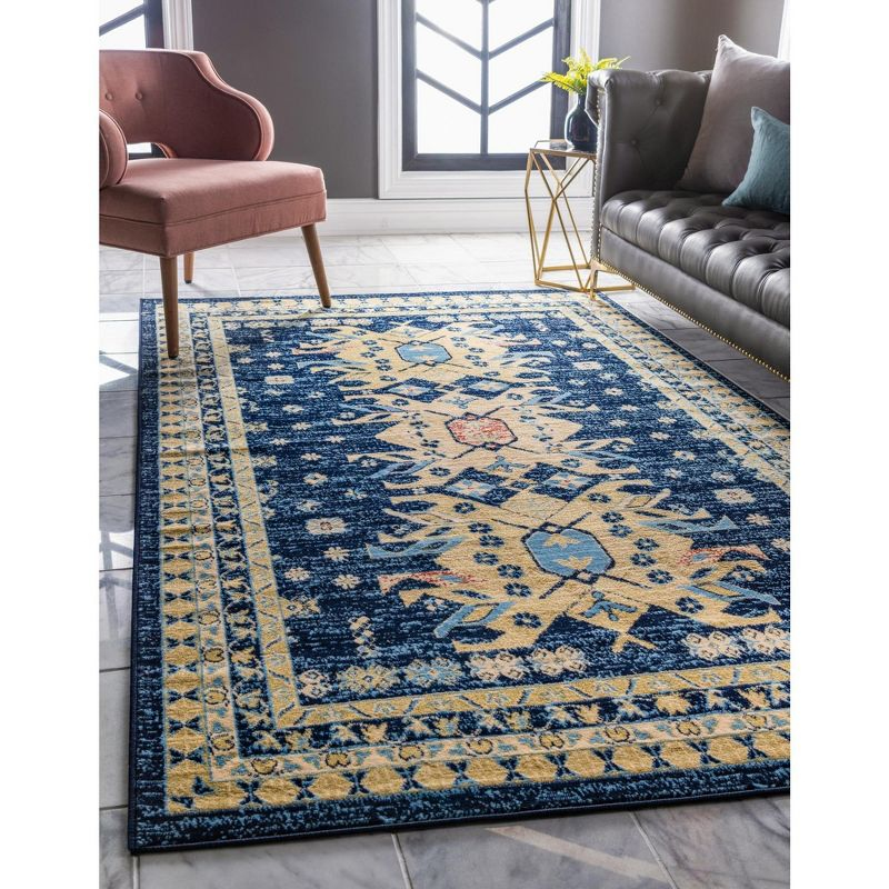 Unique Loom 7' 1 x 10' 0 Navy Blue Taftan Oasis Area Rug