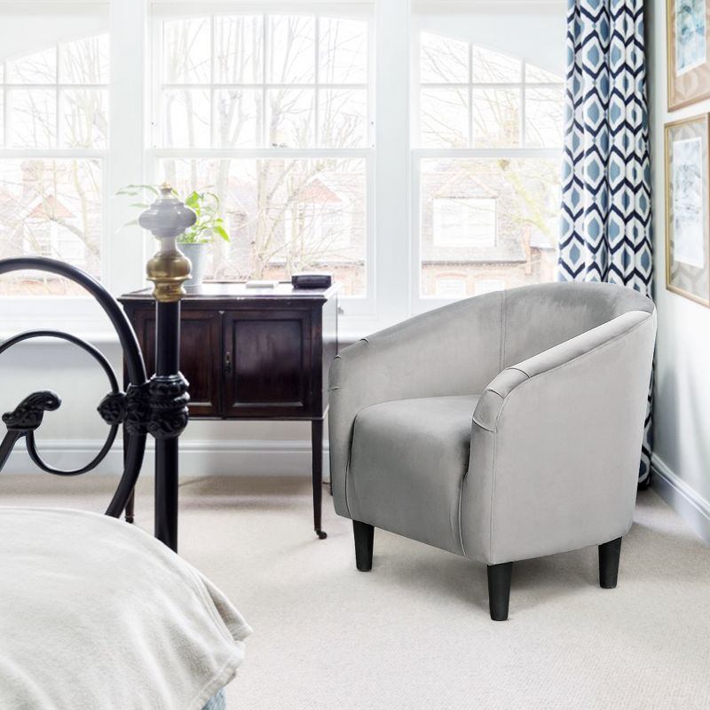 Yaheetech Velvet Club Accent Arm Chair Upholstered Barrel Chair-Gray