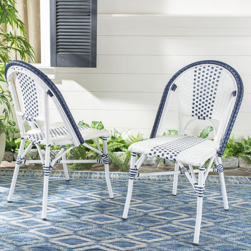 Zoya Chair (Set Of 2) - Indoor/Outdoor - PAT4037 - Blue/White - Safavieh