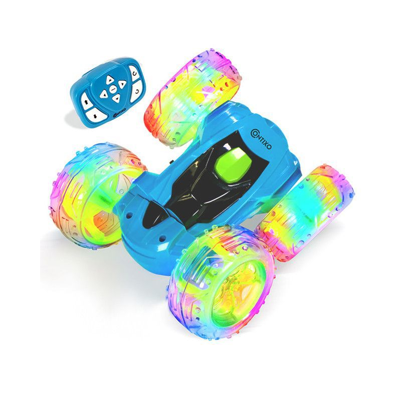 Contixo SC3 RC Stunt Car, 360 Flip & Rotate, LED Lights, Wristband Controller, All-Terrain, Ages 4-7 - Blue
