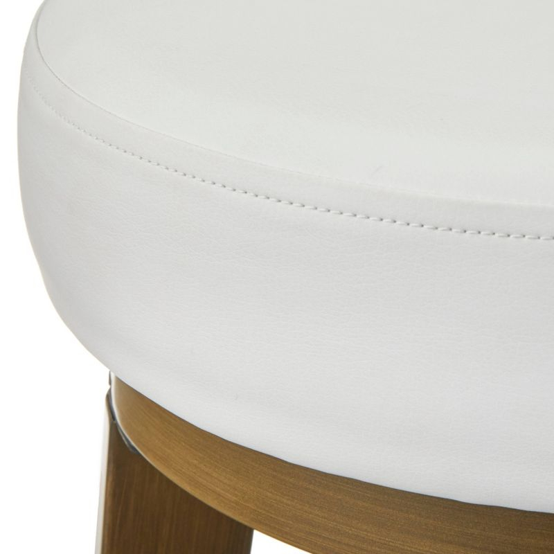 angelo:HOME 2Pc 30.5" Linden Swivel Counter Height Barstools White/Gold: Bonded Leather, Metal Frame, Fixed Seat