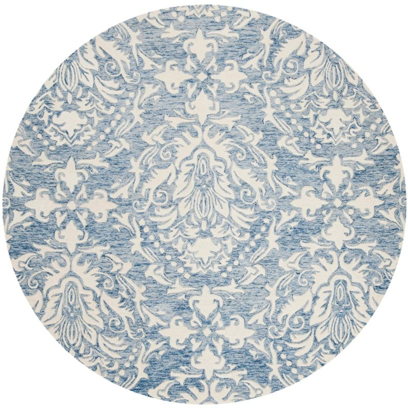 Blossom BLM107 Hand Tufted Indoor Area Rug - Blue/Ivory - 6' Round - Safavieh
