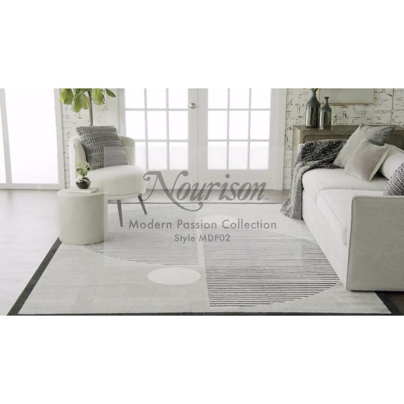 Nourison Modern Passion Circle Mid-Century Modern Indoor Rug Ivory/Black 2' x 3'