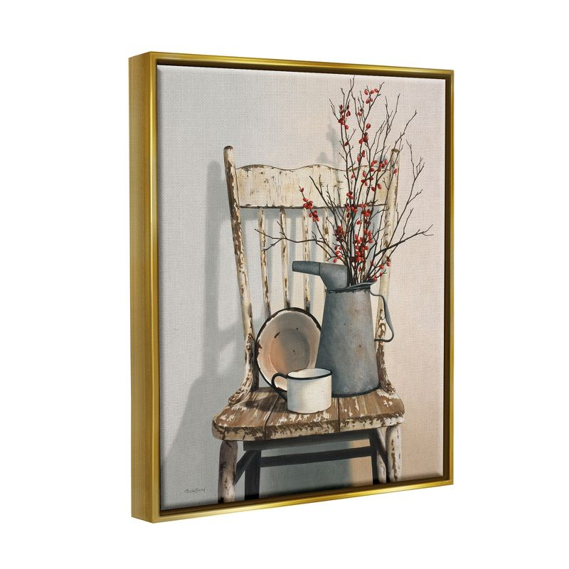 Stupell Industries Vintage Rustic Things Neutral Painting Gold Floater Framed Canvas Wall Art, 24 x 30
