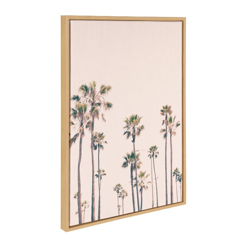Kate & Laurel All Things Decor 23"x33" Sylvie Pink Palm Tree Paradise Framed Wall Art by Caroline Mint: Coastal Style, Modern Digital Art