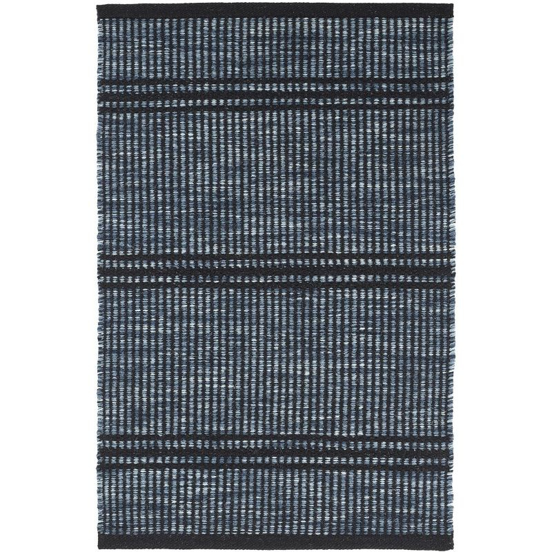 Malta Striped Handmade Handwoven Navy/Black Area Rug
