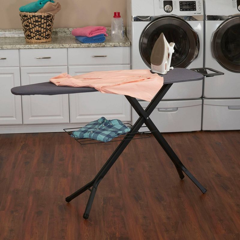 Household Essentials Deluxe Matte Black Ironing Board 4 Legs: Collapsible Metal, 54" x 14", 12.85 lbs, No Warranty