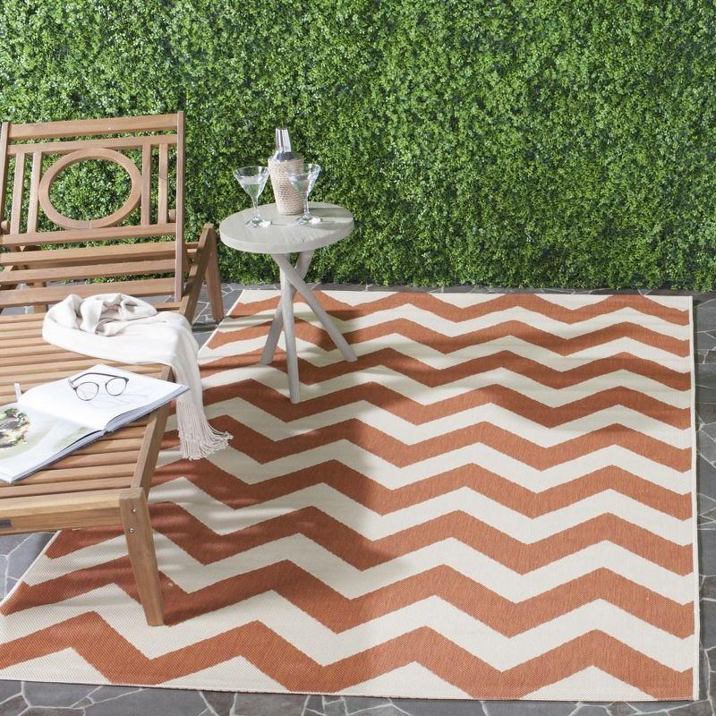 Courtyard CY6244 Power Loomed Indoor and Outdoor Area Rug - Terracotta/Beige - 5'3"x7'7" - Safavieh