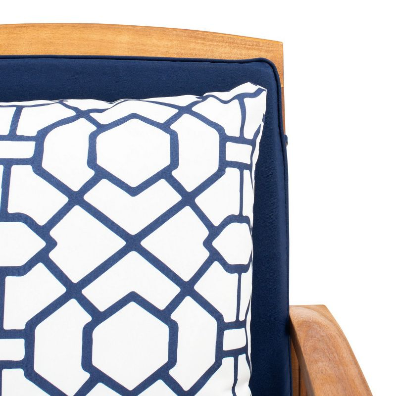 Rocklin 4 Piece Patio Outdoor Conversation Set - Natural/Navy/Blue / White - Safavieh