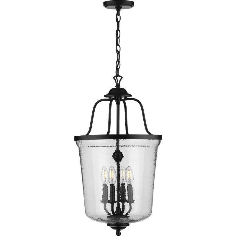 Progress Lighting Bowman 4-Light Black Pendant, Steel, Matte Black, Clear Glass Shade