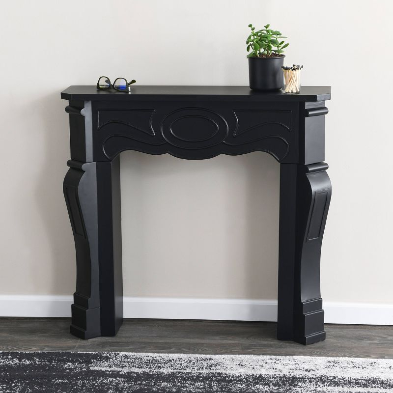 Storied Home Victorian Decorative Fireplace Mantel Black: Wall Mount, Fir Wood & MDF Frame, No Heat Output