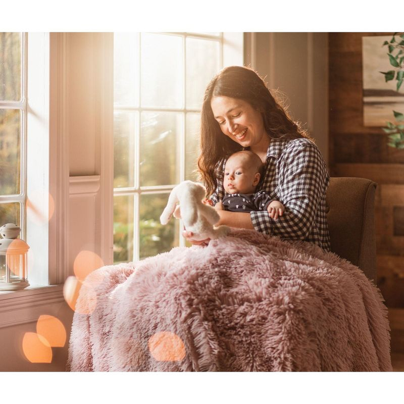 Chanasya Solid Faux Long Fur Fuzzy Throw Blanket - 60" x 70" - Rose Dust