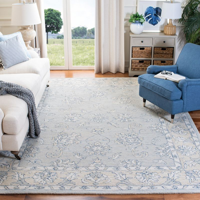 Micro-Loop MLP535 Hand Tufted Area Rug - Blue/Beige - 5'x5' - Safavieh.