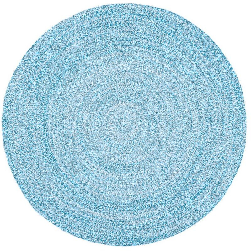 Braided BRD351 Hand Braided Area Rug - Blue/Ivory - 4' round - Safavieh.