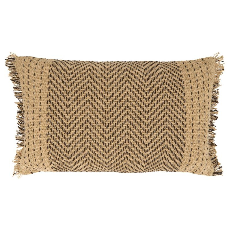 Saro Lifestyle Kantha Stitch Throw Pillow With Poly Filling, Natural, 14" x 23"