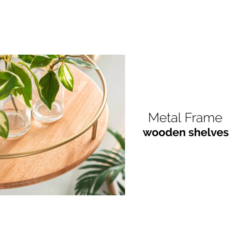 Kate and Laurel Camryn Half Circle Wood Floating Shelf, 2 Piece, Natural and Gold