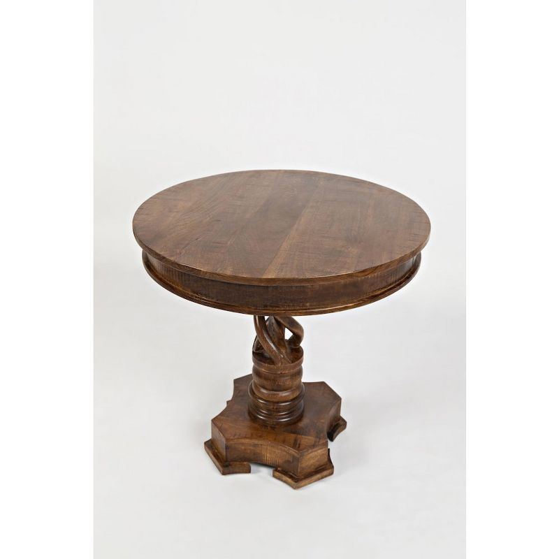 Jofran, Global Archive Hand Carved Solid Mango Wood Pedestal Table