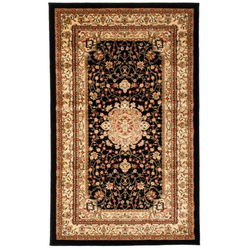 Lyndhurst LNH213 Power Loomed Accent Rug - Black/Ivory - 3'3"x5'3" - Safavieh.