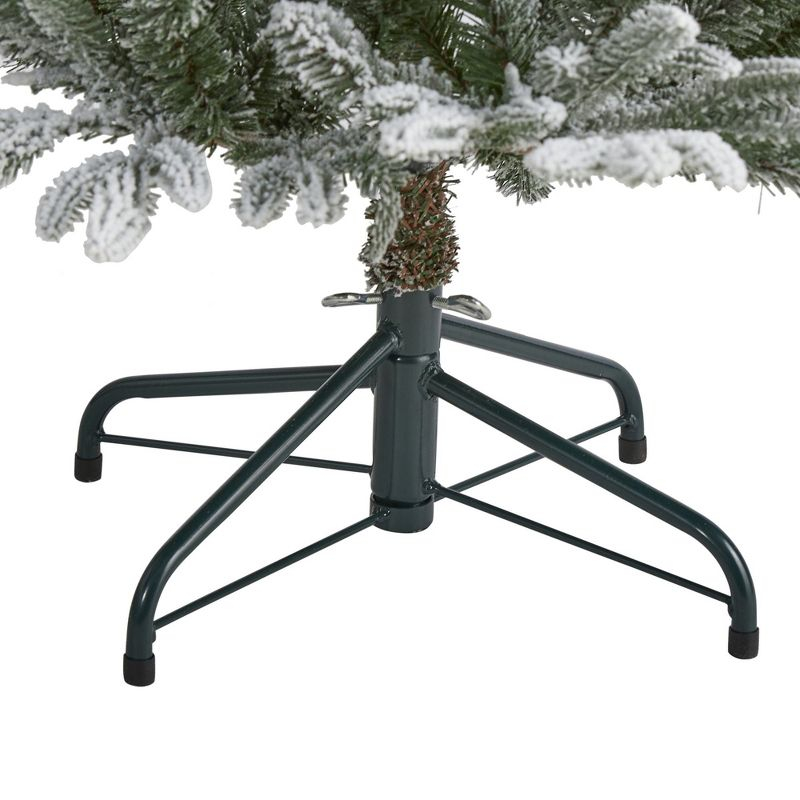 Nearly Natural 4.5-ft Flocked Manchester Spruce Artificial Christmas Tree with 100 Lights and 357 Bendable Branches