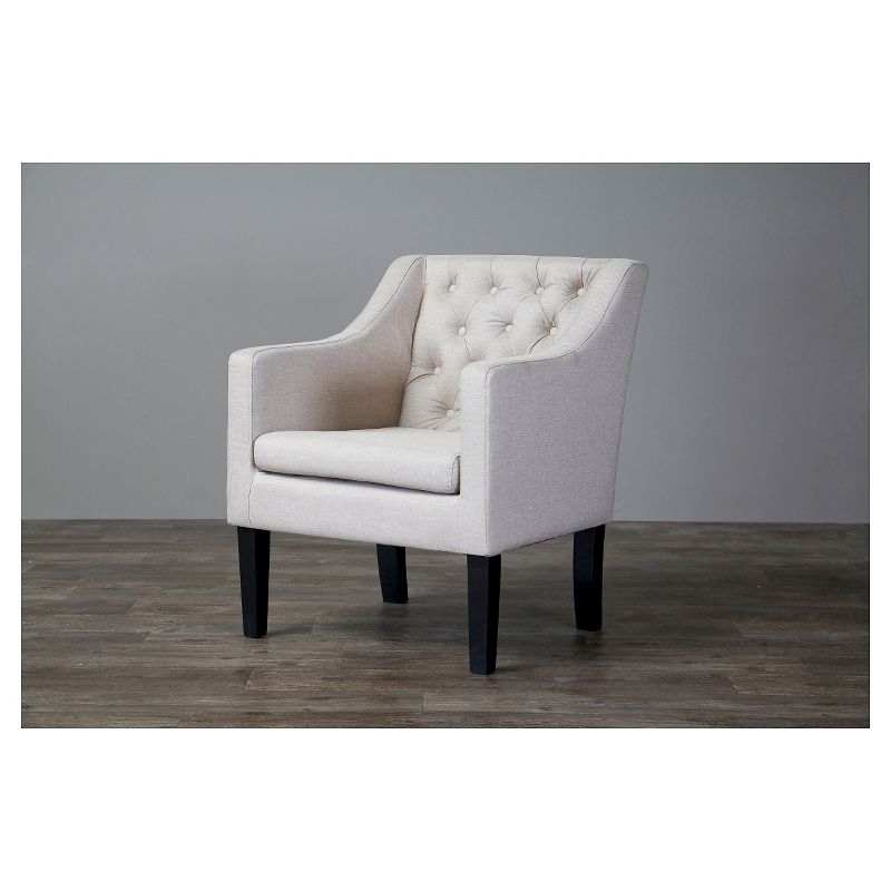 Brittany Club Chair Beige: Baxton Studio, Elegant Linen Upholstery, Solid Wood Legs, Tufted Detail - 24.5"W X 31.25"H