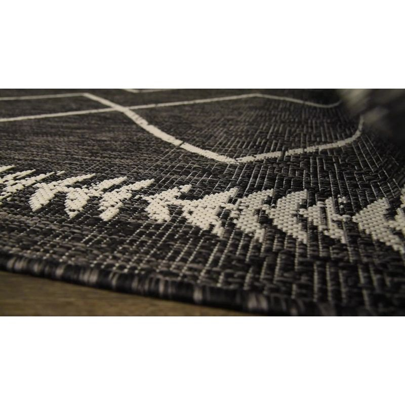 2'x8' Derya  Diamond Trellis Indoor/Outdoor Runner Rug, Black/Ivory - JONATHAN Y