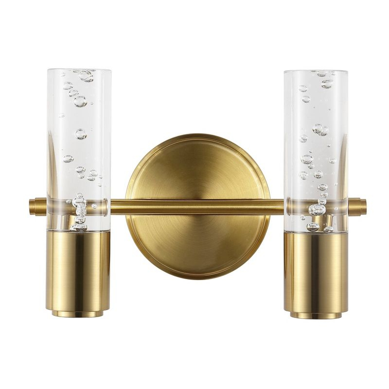 10.75" 2-Light Bolha Minimalist Bubble Acrylic/Iron Wall Sconce Light Brass/Gold - JONATHAN Y: ETL Listed, Modern Vanity Fixture