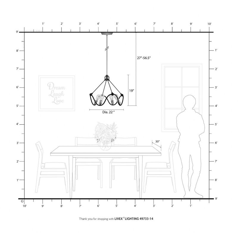 Livex Lighting Archer 4 - Light Chandelier in  Textured Black/Brushed Nickel