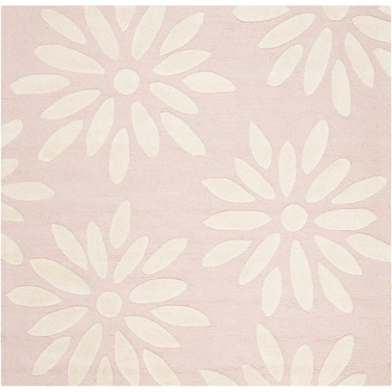 Safavieh Kids SFK914 Hand Tufted Area Rug - Pink/Ivory - 5'x5' - Safavieh.