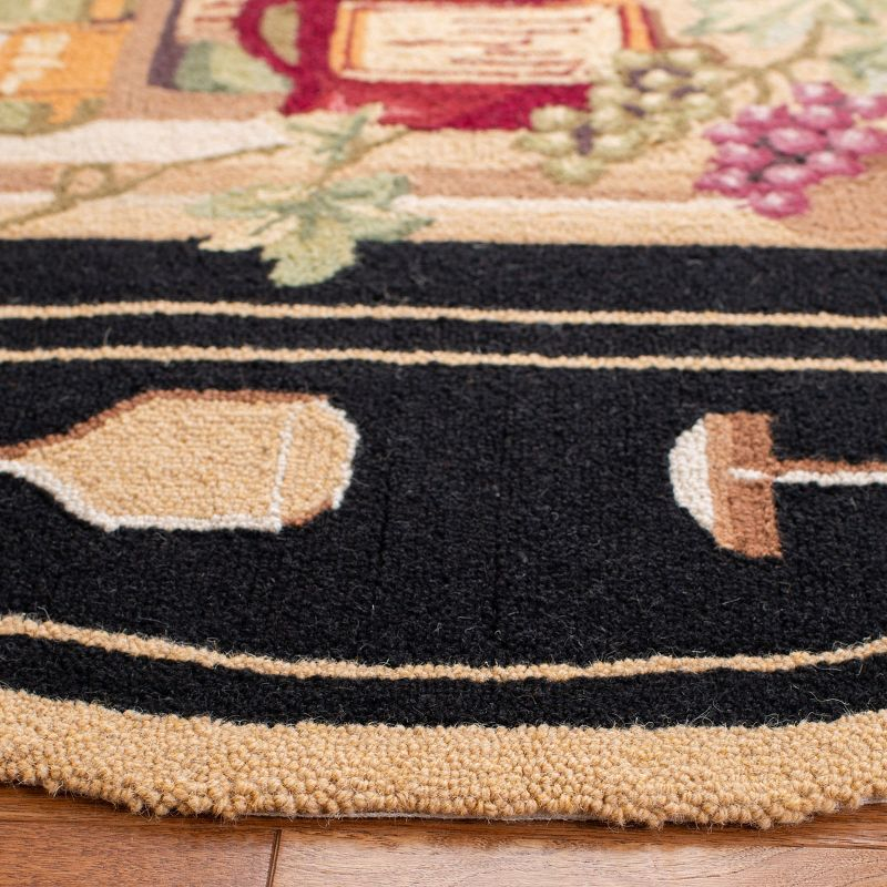 Chelsea HK254 Hand Hooked Area Rug - Black/Multi - 8' round - Safavieh.