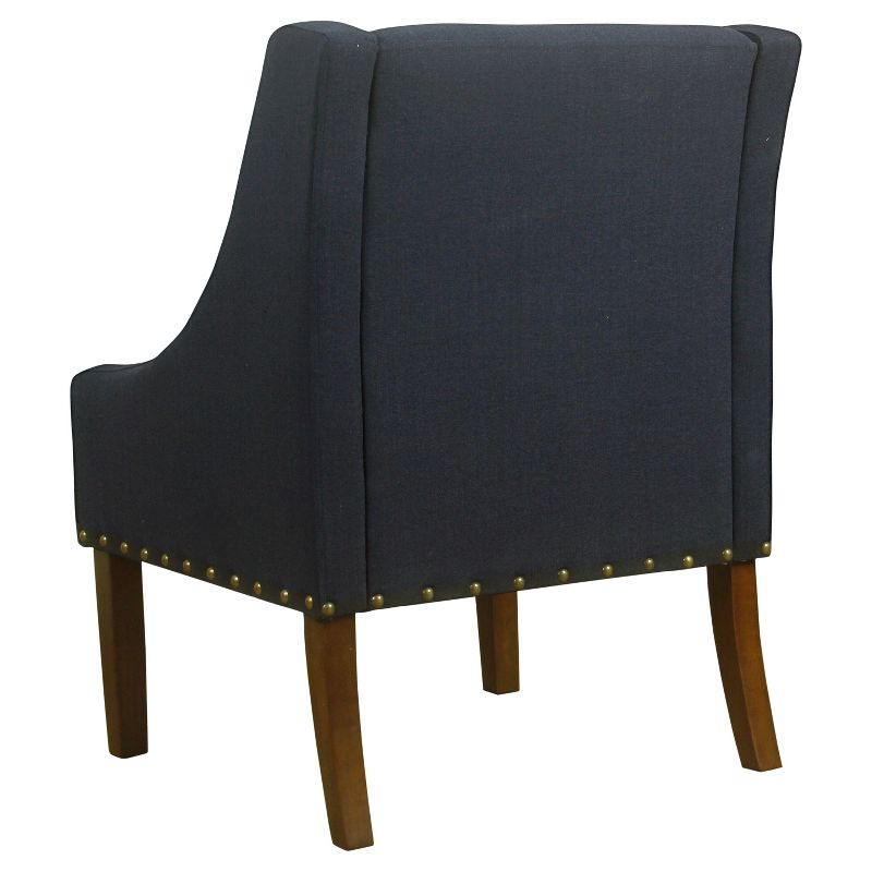 Modern Swoop Accent Chair with Nailhead Trim Navy - HomePop