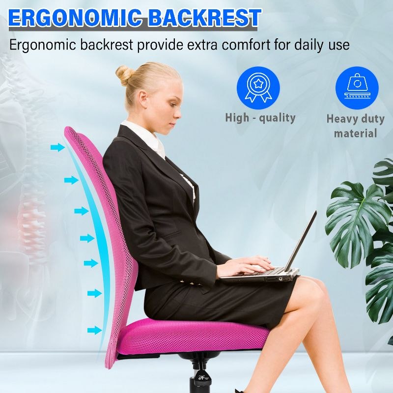 BestMassage Mesh Office Chair Computer Chair with Lumbar Support & Thickly Padded Seat Rolling Swivel Back Support Chair for Home Office, Pink