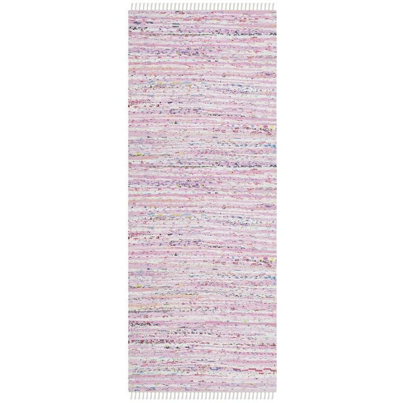 Rag Rug RAR125 Hand Woven Indoor Runner Rug - Light Pink/Multi - 2'3"x6' - Safavieh.