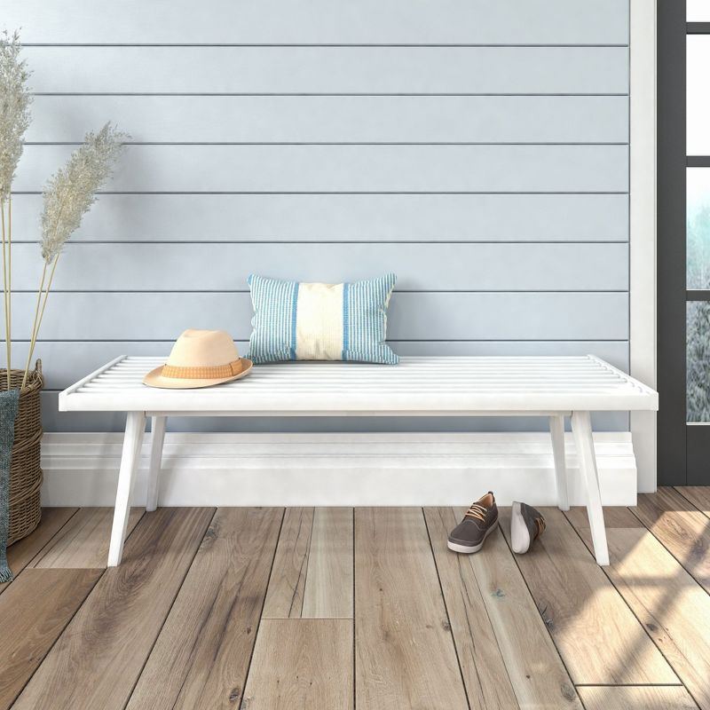 Plank+Beam Entryway Bench, Solid Wood End of Bed Bench for Bedroom, Hallway, Porch, 56.25”