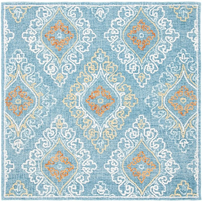 Blossom BLM606 Hand Tufted Area Rug - Blue/Yellow - 6'x6' - Safavieh.