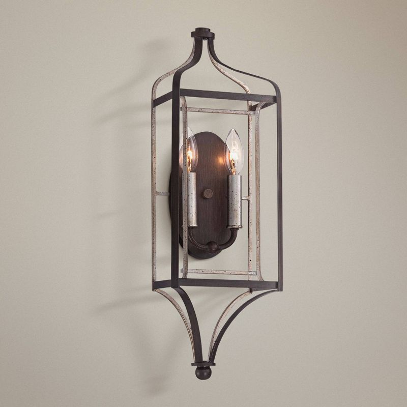 Minka Lavery Industrial Wall Light Sconce Rubbed Sienna Hardwired 7" 2-Light Fixture for Bedroom Bathroom Vanity Reading Hallway