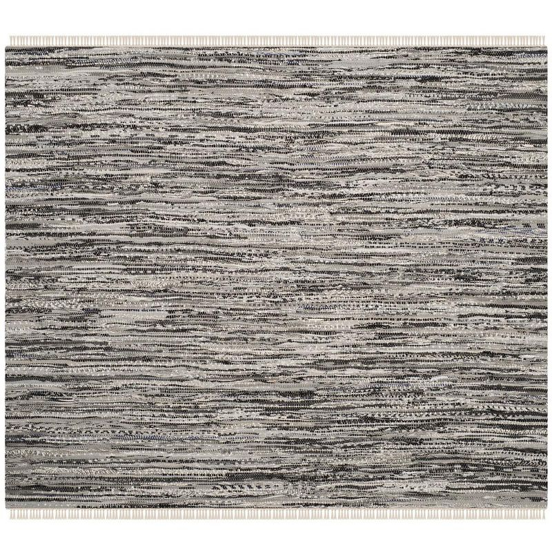 Rag Rug RAR128 Hand Woven Indoor Area Rug - Grey - 4'x4' - Safavieh.
